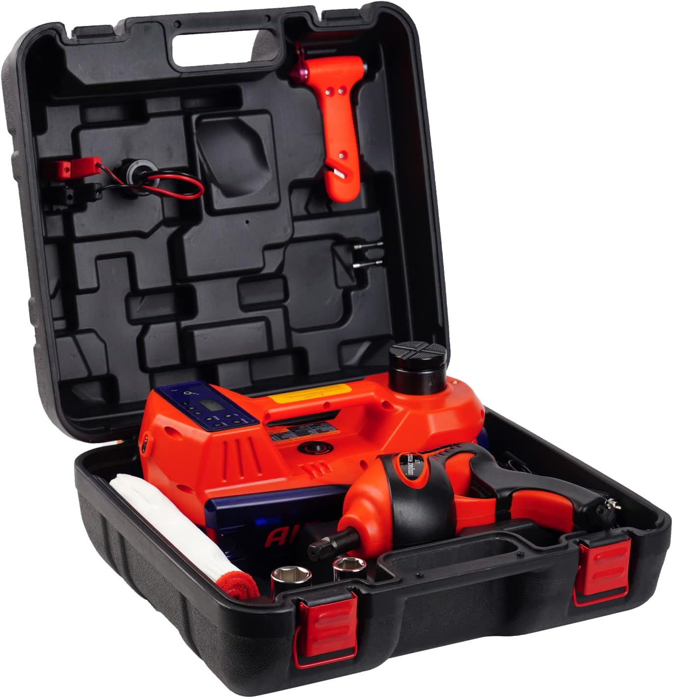 ROGTZ Electric Hydraulic Car Jack kit with Touch Screen, 2.0 Upgraded Portable 5 Ton Car Floor Jack with Impact Wrench