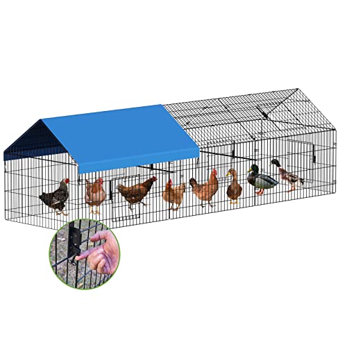 INJOPEXI Metal Chicken Coop 130"×40"×39" Chicken Runs for Yard with Cover Chicken Playpen Enclosure Chicken Pen Kennel Duck Coop Cage for Outdoor