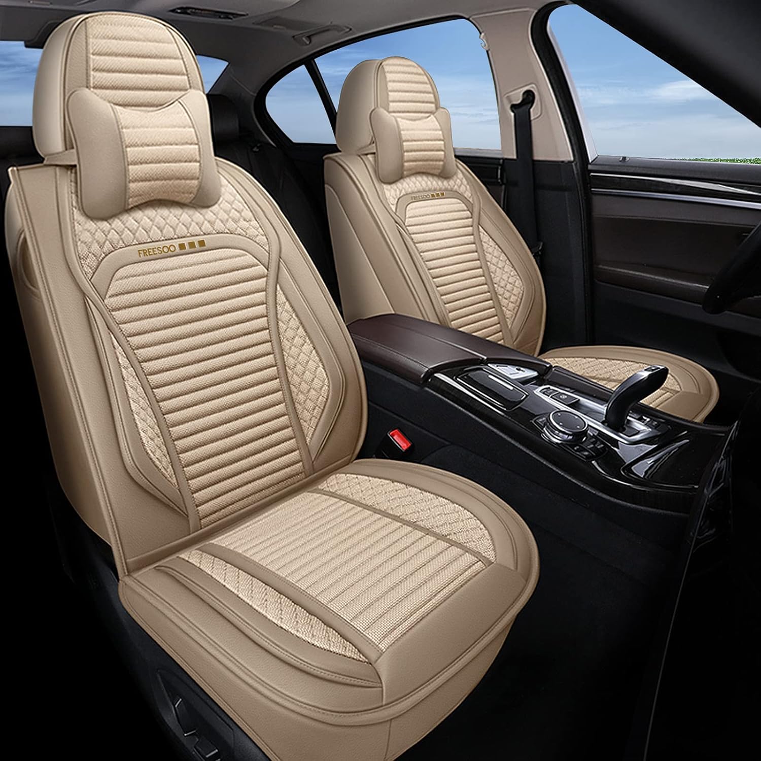 FREESOO Car Seat Covers Leather&Linen