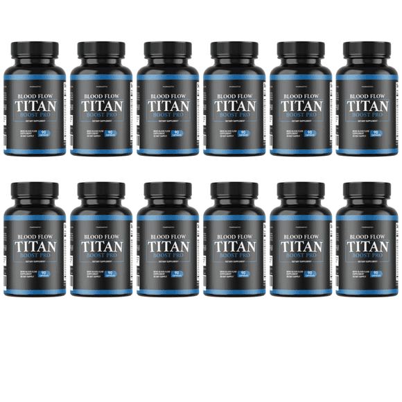 Blood Flow Titan Boost Pro Mens Blood Flow Supplement - 12 Bottles - Kansas Nuitrition - HNZSDS