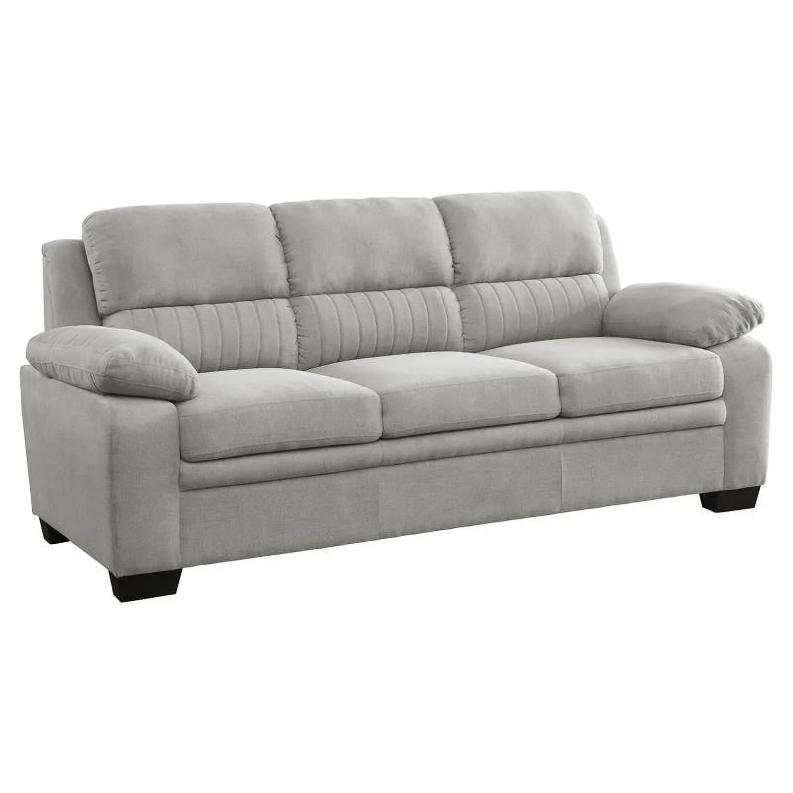 Pemberly Row Modern Textured Fabric Sofa with Pillow-top Arms in Light Gray