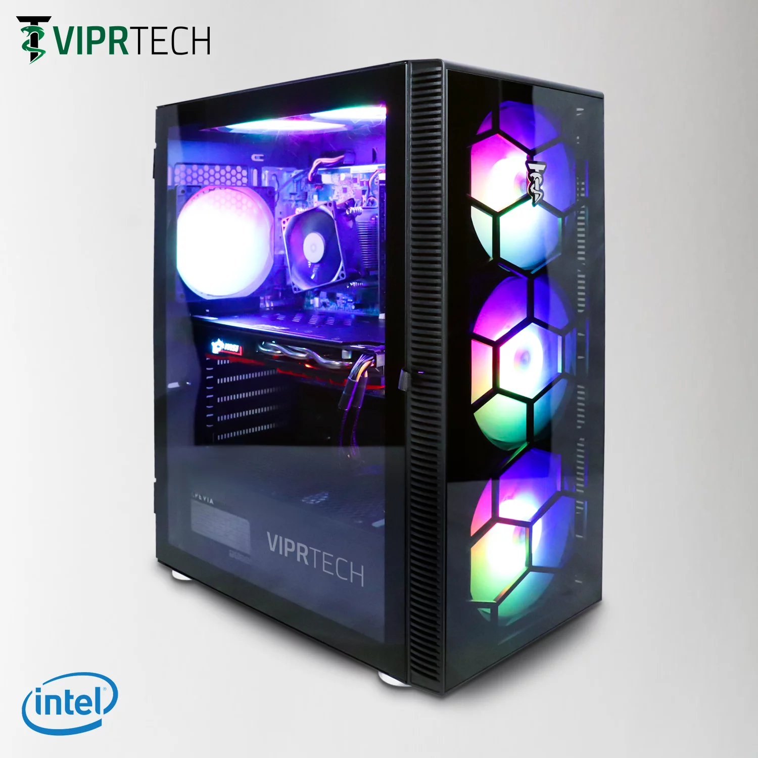 ViprTech.com Ultimate Gaming PC Desktop Computer - Intel i5 4th Gen, AMD Radeon RX 580 8GB, 16GB RAM, 1TB, VR Ready, Wifi, RGB Fans, 1 Year Warranty