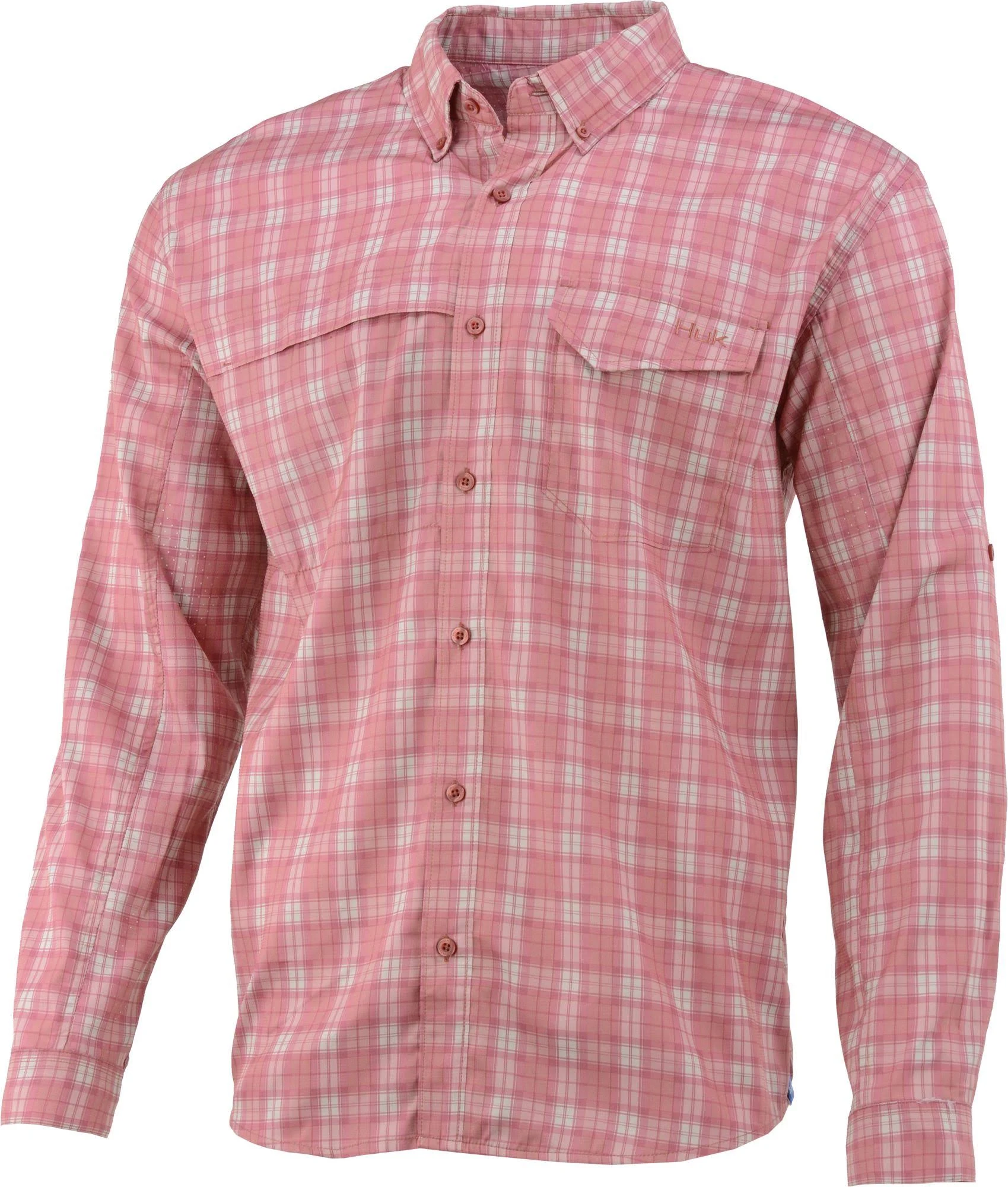 Huk Performance Fishing Tide Point Plaid Long Sleve Button Up - Men&s, Marsala, Medium, H1500063-602-M