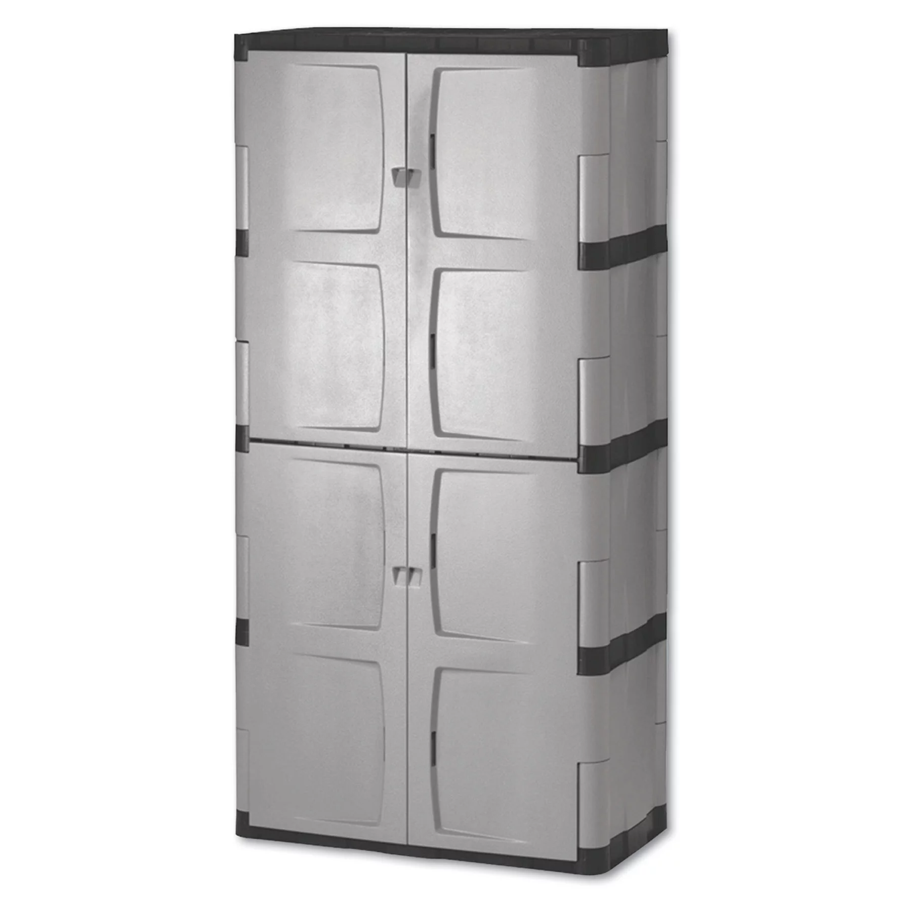 Rubbermaid Double-Door Storage Cabinet - Base/Top, 36"W x 18"D x 72"H, Gray/Black