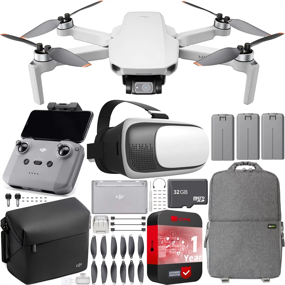 DJI Mini 2 Fly More Combo Foldable Drone Quadcopter with 4K Video Camera, 3-Axis Gimbal, 31 Min Flight Time