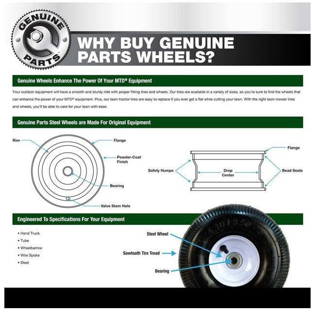 New OEM MTD/Troy-Bilt/Cub Cadet Front WHEEL-RZT Part Number OEM-634-04212