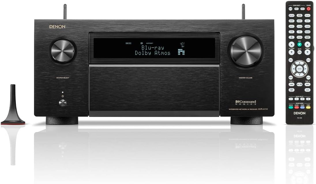 Denon AVR-A1H 15.4-Ch Receiver (150W X 15) - 4K/120 and 8K Home Theater Receiver (2022), Wireless Streaming via Bluetooth, Wi-Fi & HEOS Multi-Room
