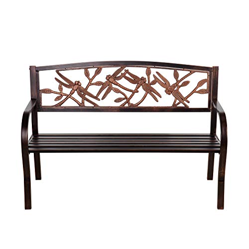 Evergreen Garden Sunflower Garden Bench Outdoors & Indoors | Cast Iron Metal Patio Bench | Outdoor Seating Furniture | Seats for Park, Porch, Deck