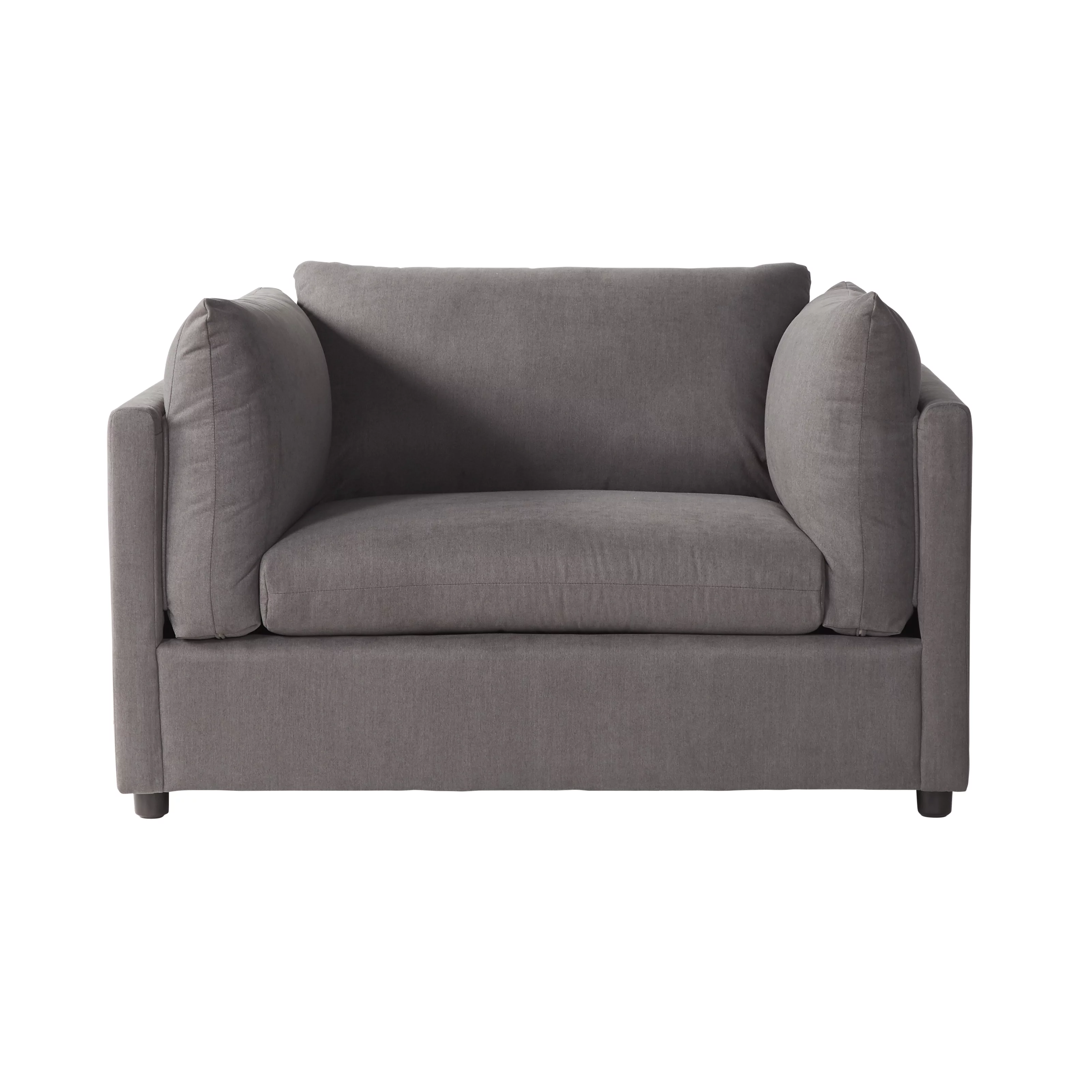 Roundhill Furniture Enda Oversized Living Room Pillow Back Cuddler Arm Chair, Carbon Gray