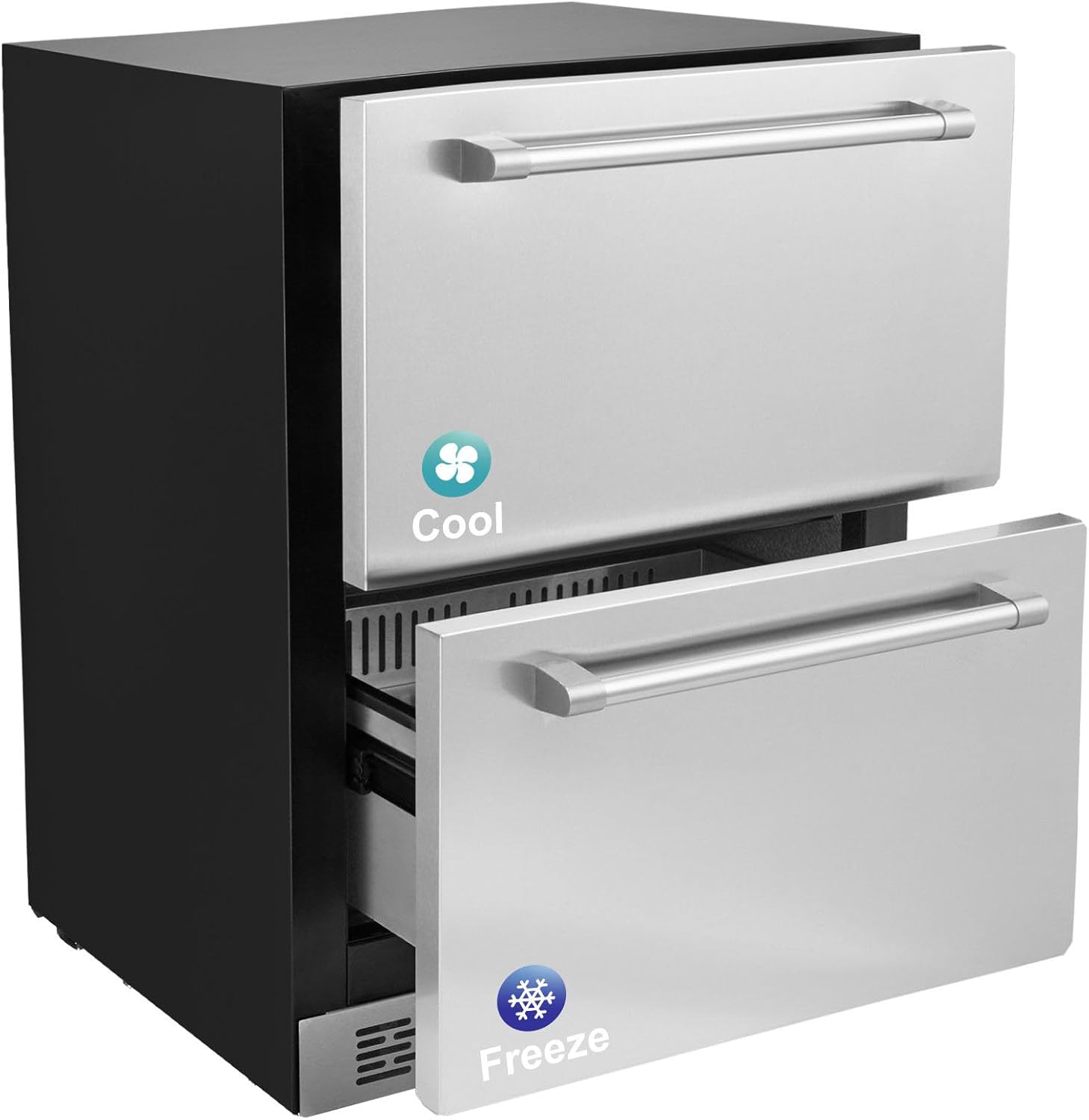 24 inch Undercounter Refrigerator, 2 Drawer Refrigerator with Different Temperature, 4.87 Cu.ft. Capacity - for Home and Commercial Use