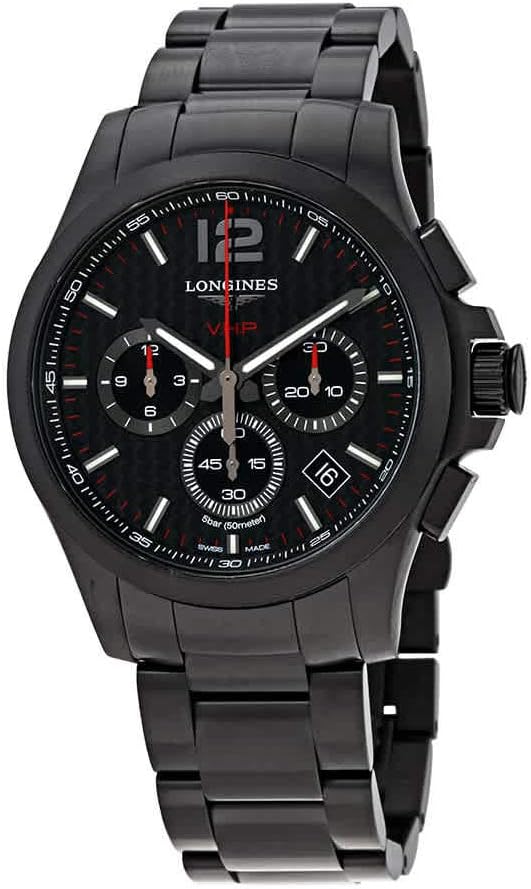 Longines Conquest V.H.P. Perpetual Chronograph Black Carbon Dial Men's Watch L37172666