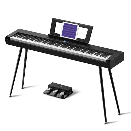 Starfavor 88 Key Full-Weighted Digital Piano, Electric Piano Keyboard for Beginner, Dual 30W Speakers, Graded Hammer Action 88 Keys, Triple Pedal