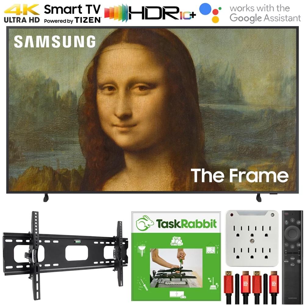 Samsung QN50LS03BA 50 inch the Frame QLED 4K UHD Quantum HDR Smart TV (2022) Bundle with Task Rabbit Installation Services + Deco Gear Wall Mount +