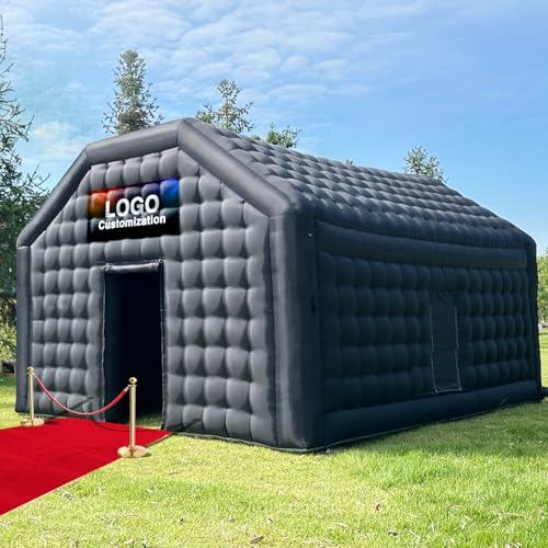 Large Black Inflatable Nightclub 20X16.5X12Ft Disco Cube Gazebo Event House with Logo Area Portable Inflatable Party Tent for Birthday, School Events