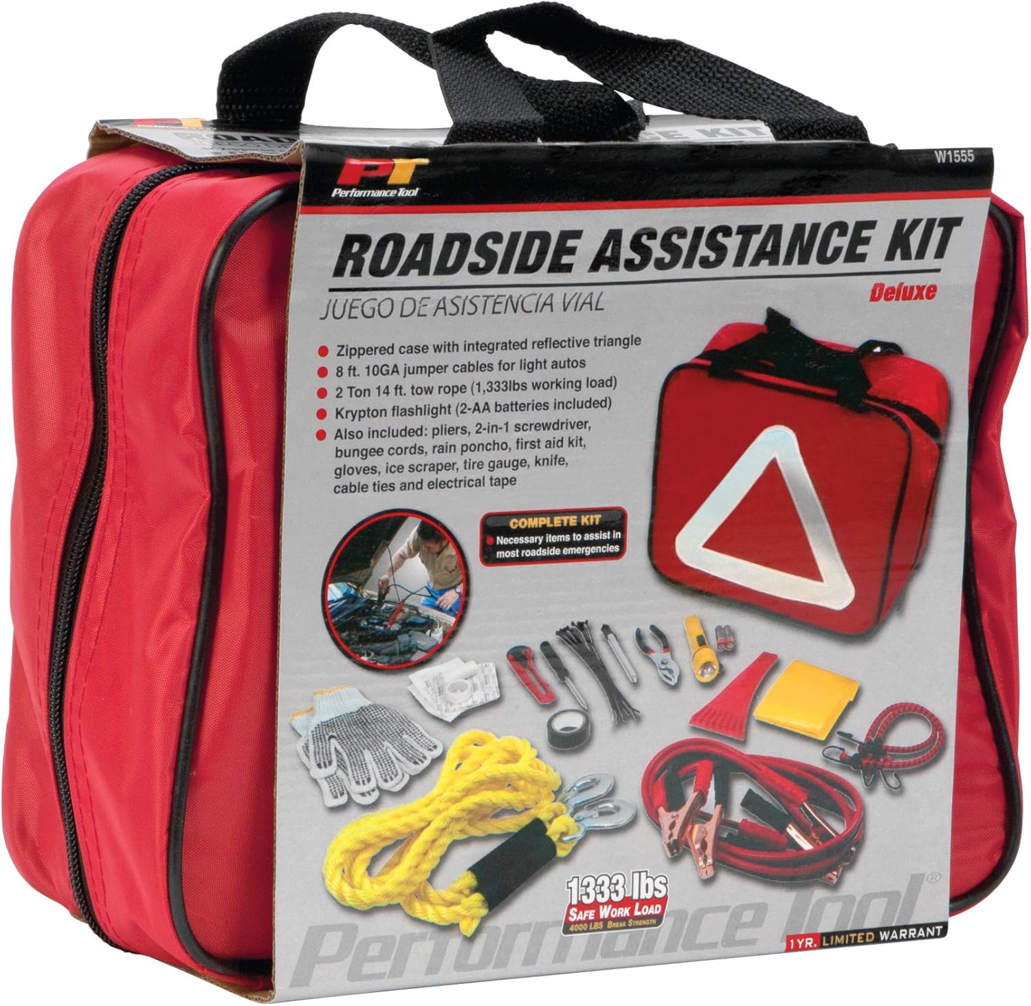 Performance Tool W1555 Deluxe Roadside Emergency Assistance Kit With Jumper Cables Pack of 2