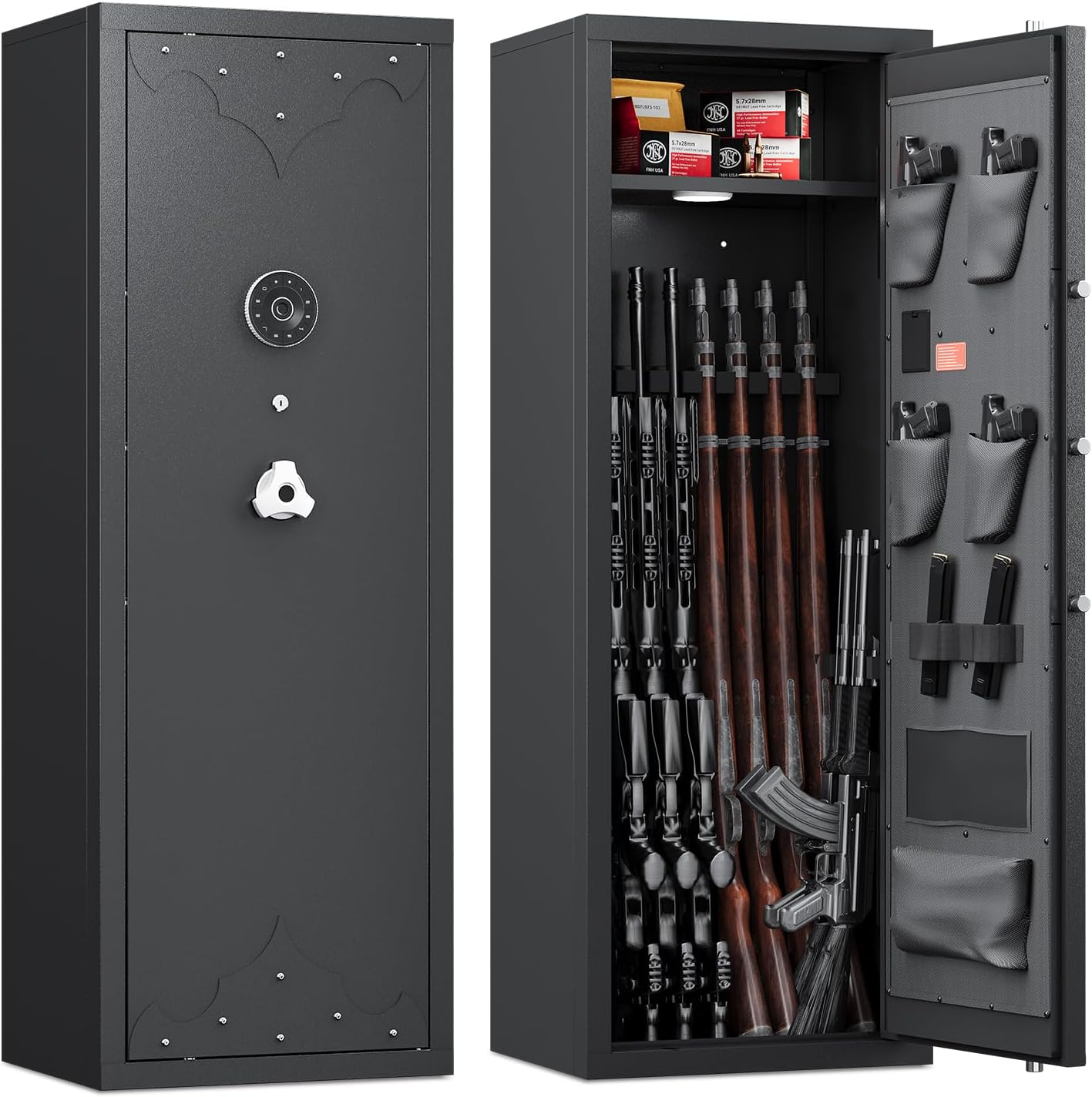 KAER 10-14 Gun Safe,Gun Safe for Home Rifle and Pistols,Gun Cabinet for Rifle and Shotgun,Gun Safe for Shotguns with Digital Keypad,Pistol Pockets