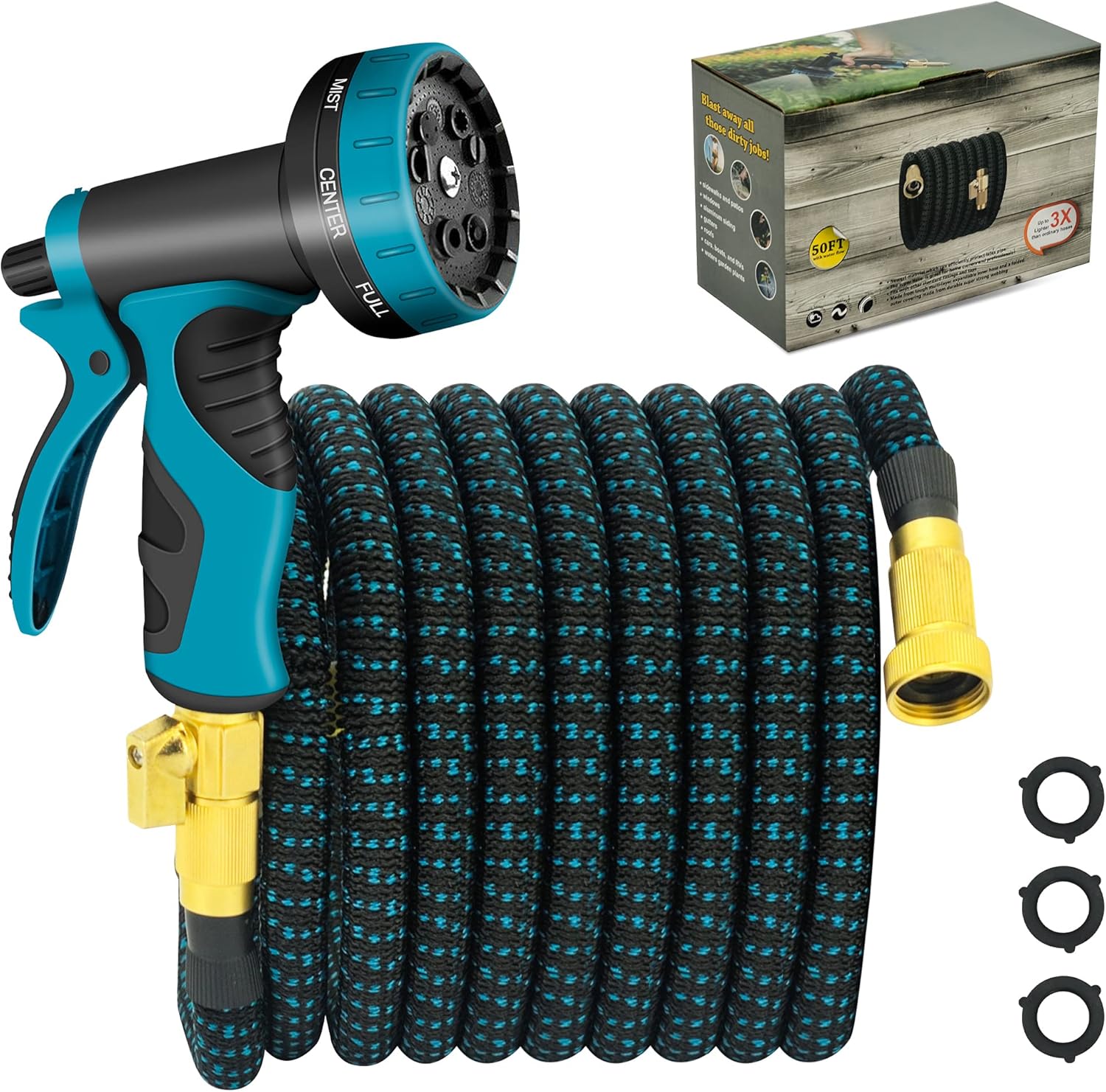 HORTICAN Expandable Garden Hose Retractable Water Hose, Outdoor Yard Hose Flexible Garden Hose (50)