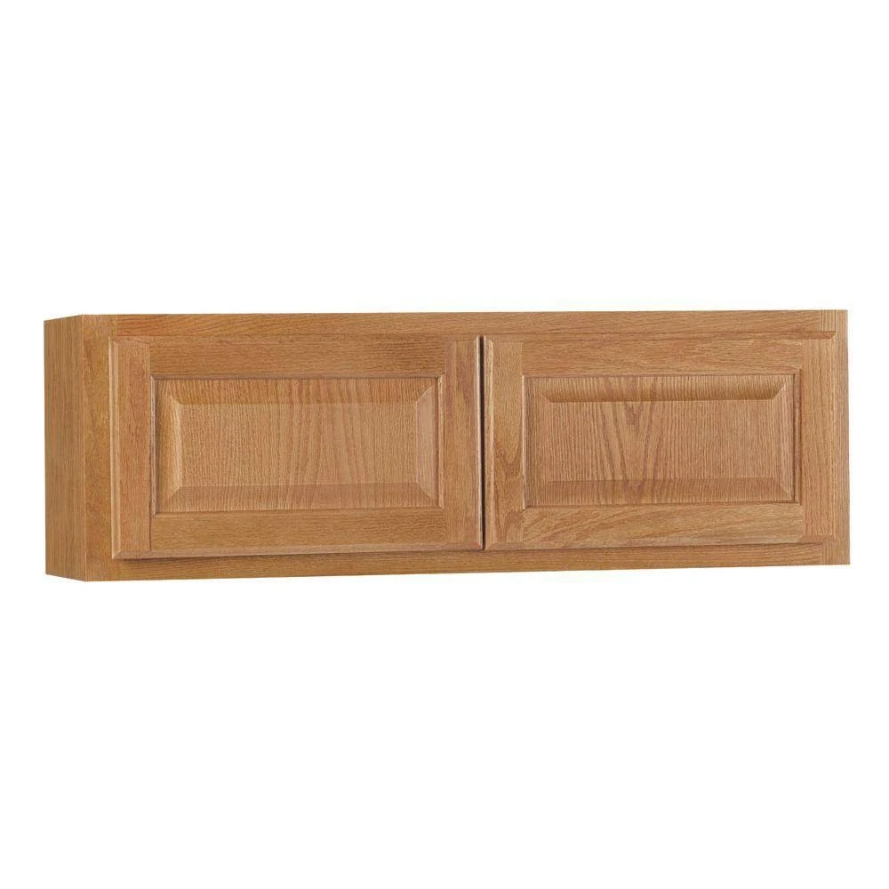 Hampton Bay Hampton Assembled 30x12x12 in. Wall Bridge Kitchen Cabinet in Medium Oak
