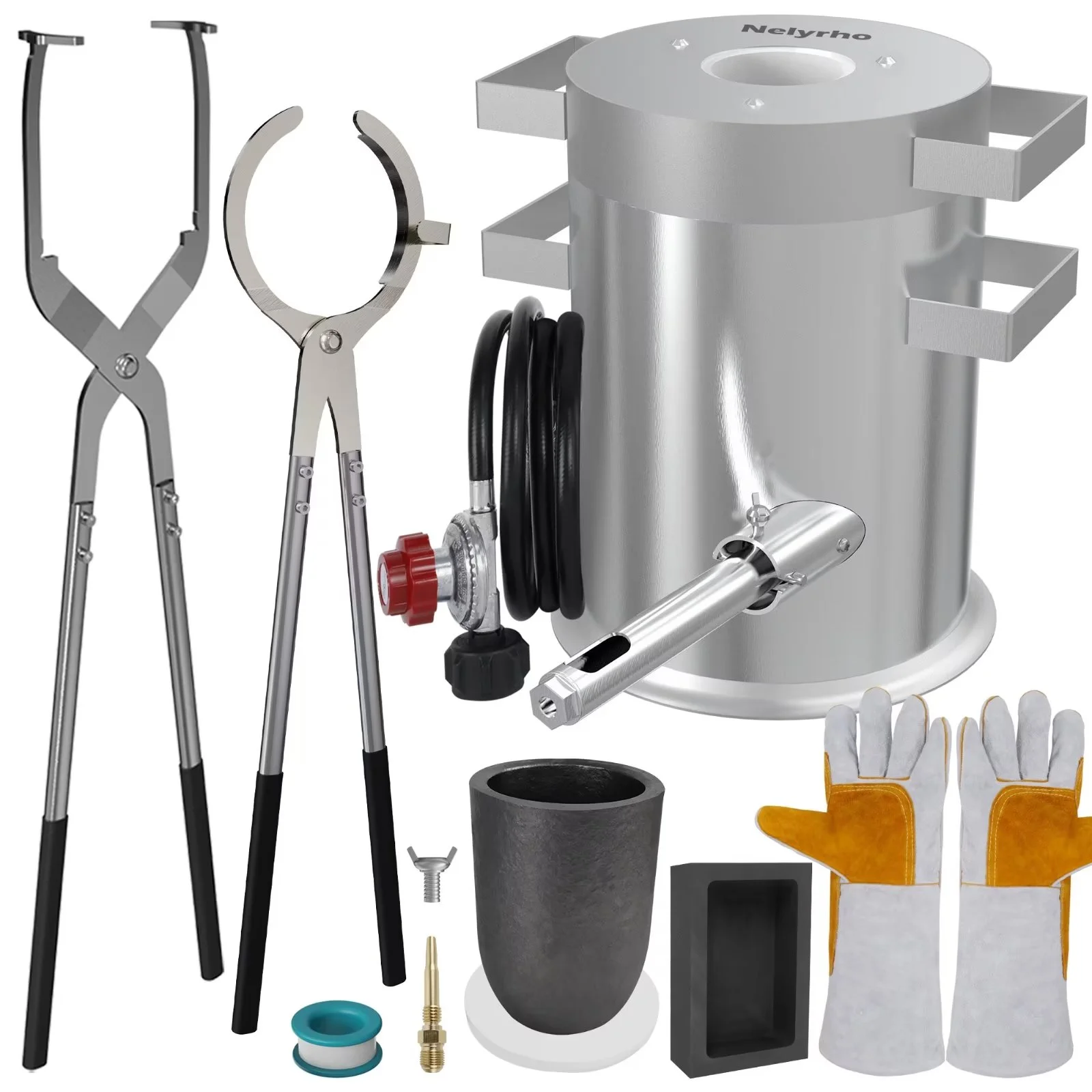 Nelyrho 6KG Propane Melting Furnace Kit with Two Crucible Tongs
