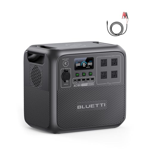 BLUETTI Solar Generator AC180, 1,152Wh LiFePO4 Battery Backup w/ 4 1,800W (2,700W Peak) AC Outlets, 0-80% in 45Min, for Camping, Off-Grid