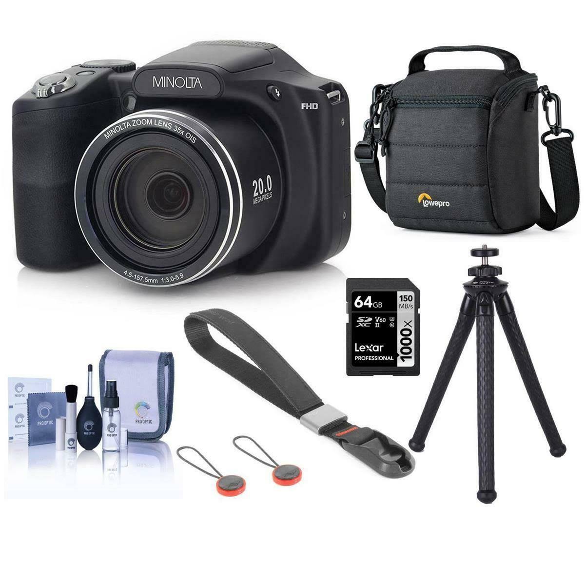 Minolta M35Z 20MP 1080p HD Bridge Digital Camera Black - with Accesory Bundle