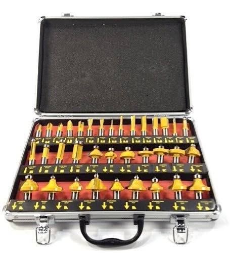 EDMBG 35 Router Bit Set - 1/2x22 Carbide Bits Kit Half inch Shank Aluminum Case - New