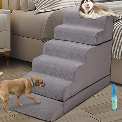 30-36 inches High Foam Dog Stairs & Steps for High Beds Tall, LitaiL 30inch 6 Tier Pet Stairs/Steps for High Beds Large Dogs
