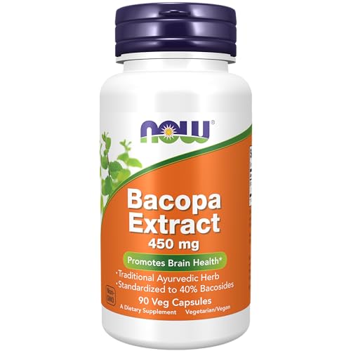 NOW Supplements, Bacopa Extract (Bacopa monnieri) 450 mg, Promotes Brain Health*, 90 Veg Capsules - Kansas Nuitrition - HNZSDS