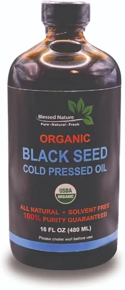 Organic Black Seed Oil Cold Pressed Oil Thymoquinone 3X Strength Turkish Black Cumin Nigella Sativa Non Pure Black Seed 16 fl oz