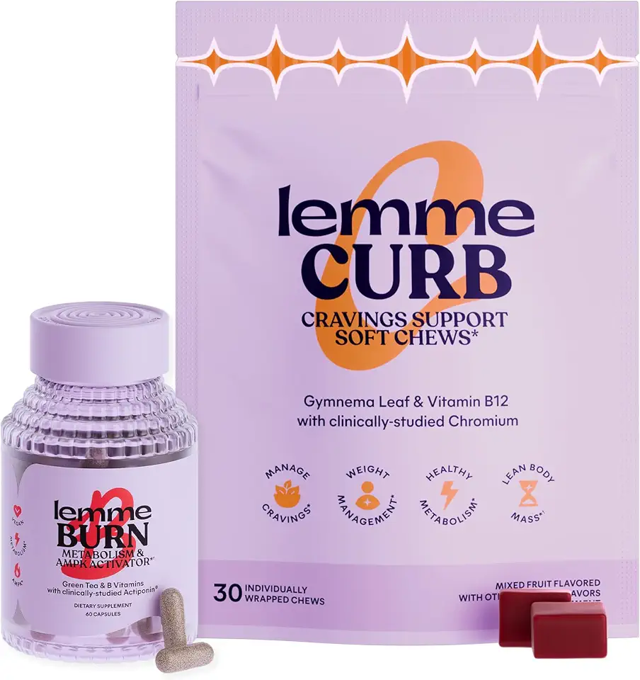 Lemme Burn Capsules and Curb Chews. Metabolism, Cravings Support & Weight Management with Clinically Studied Chromium Picolinate, Gynostemma