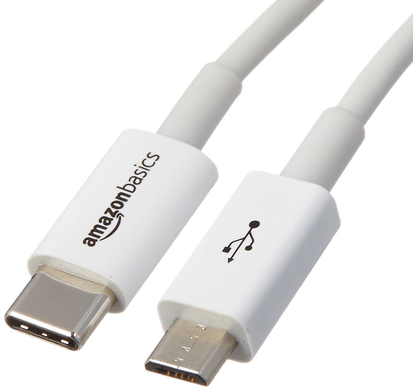 Amazon Basics USB Type-C to Micro-B 2.0 Cable - 0.9 M - White