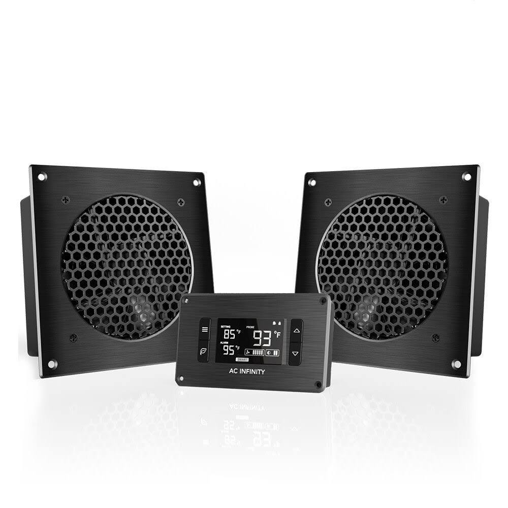 AC Infinity AIRPLATE T8 Pro, Quiet Cooling Dual-Fan System 6x22 with Thermostat Control, for Home Theater AV Cabinets