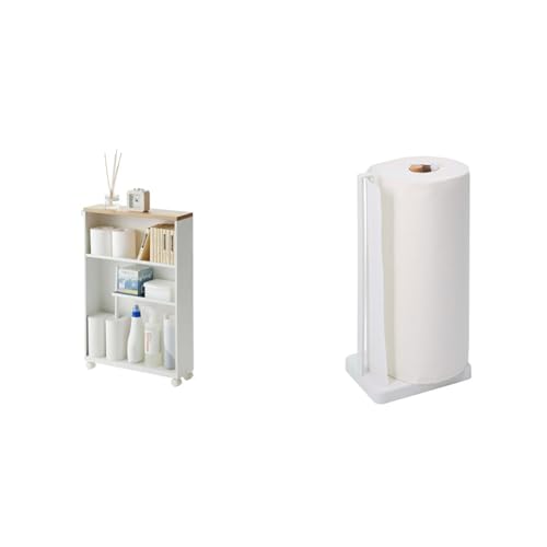 YAMAZAKI Home Rolling Slim Bathroom Utility Cart with Handle