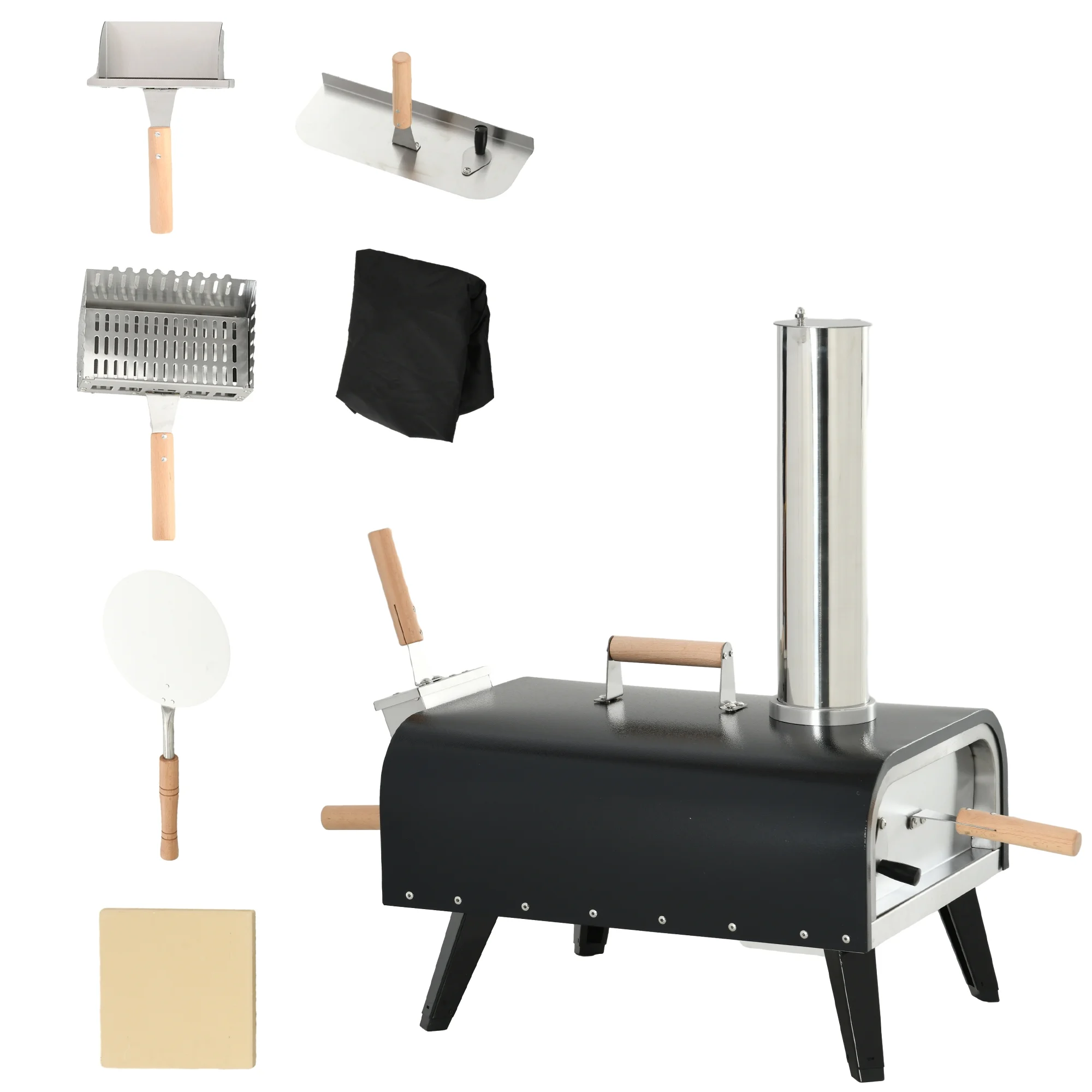 Outsunny Outdoor Pizza Oven with Stone, 12 Wood Fired Pizza Maker