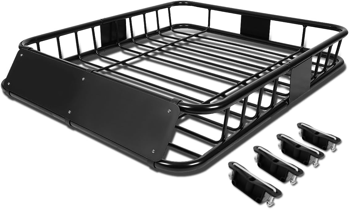 48 x 40 Inches Mild Steel Roof Rack Top Mount Travel Cargo Carrier Basket, Black