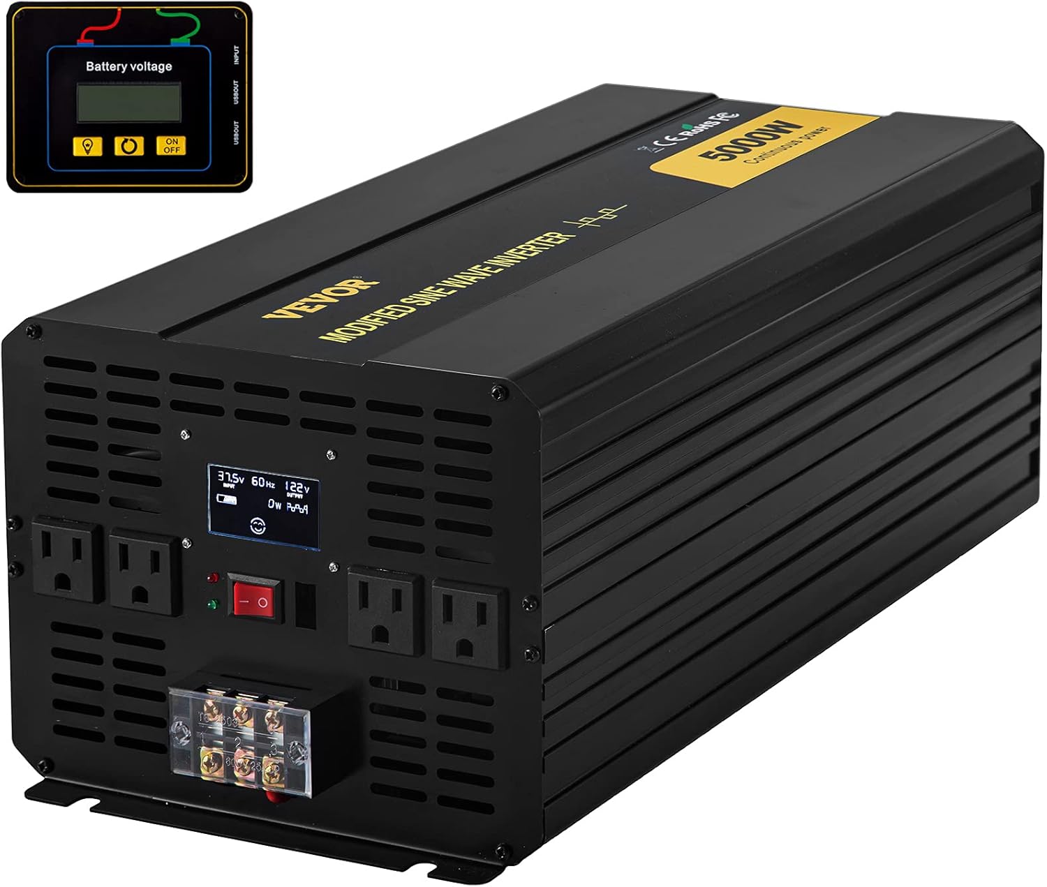 VEVOR Power Inverter, 5000W Modified Sine Wave Inverter, DC 36V to AC 120V Car Converter, with LCD Display, Remote Controller, LED Indicator