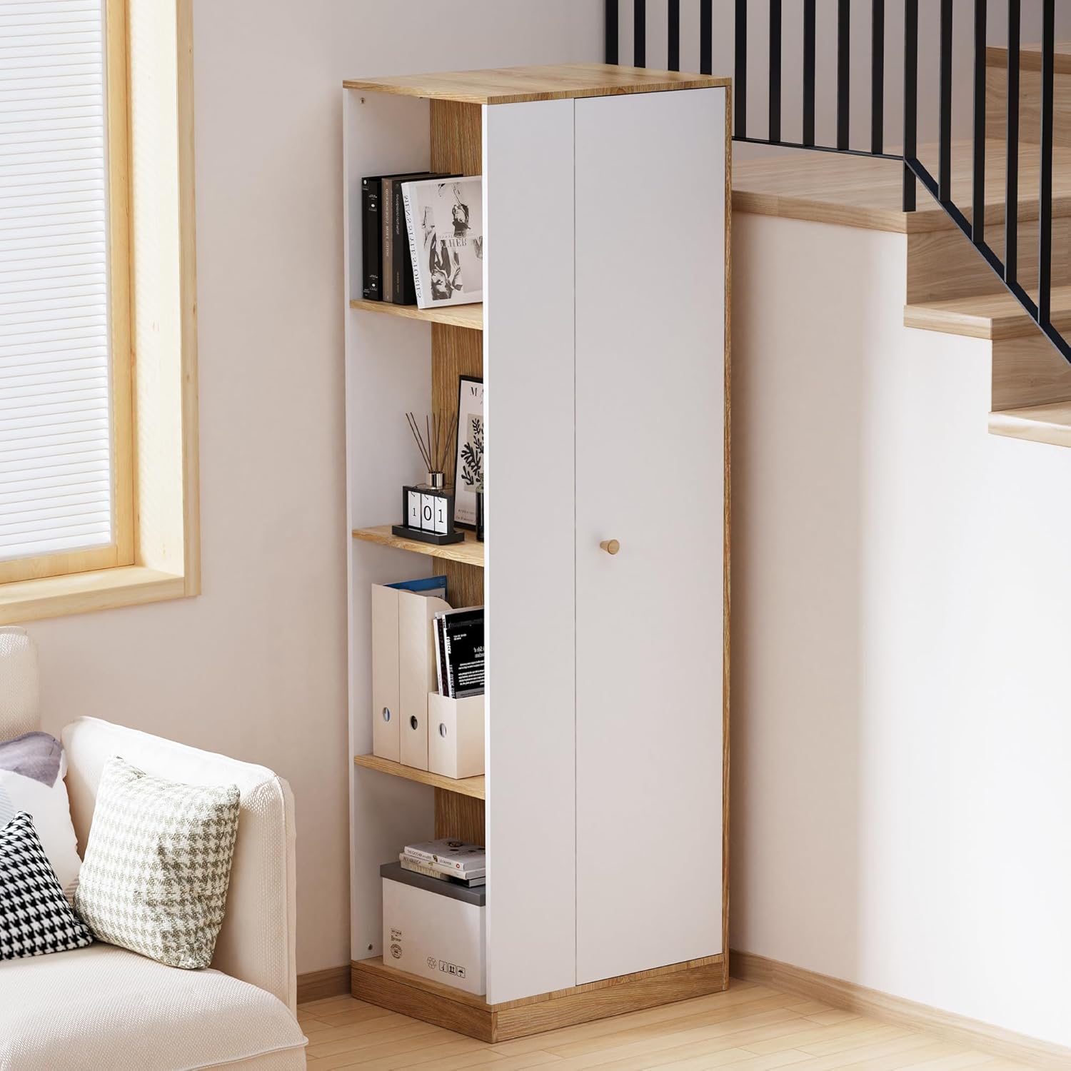 Modern Wardrobe Armoire, White Wardrobe Closet with Hanging Rail, Functional Clothes Storage Cabinet Closet for Small Apartments Bedroom