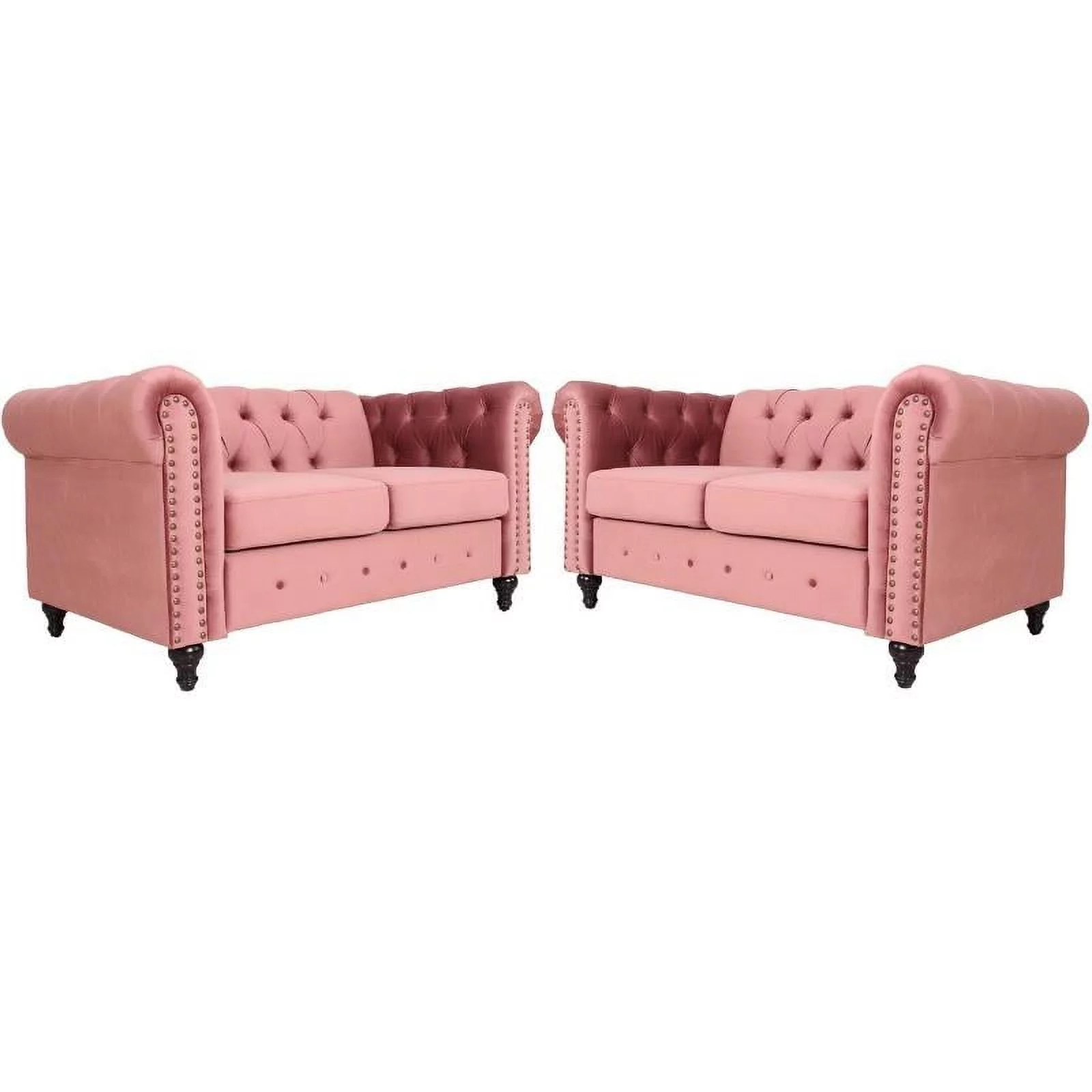Home Square 2 Piece Microfiber Living Room Loveseat Set in Smoky Rose