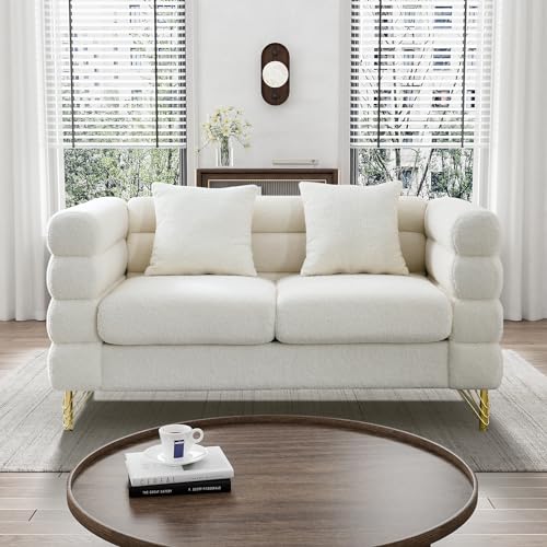 Cloud Couch for Living Room, 79" Modern Overstuffed Deep Seat Boucle Sherpa 3 Seater Sofa with 3 Pillows