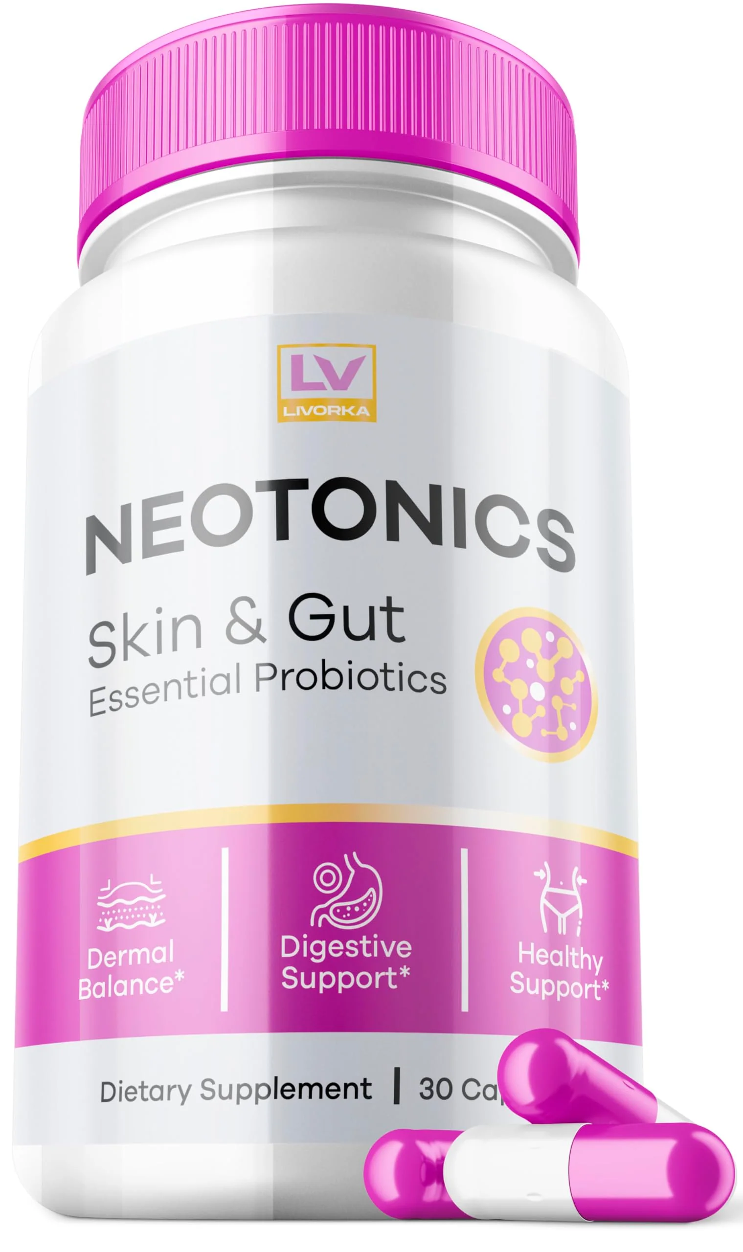 1 Pack - Neotonics Capsules - Neotonic Skin & Gut Essential Probiotics, Neotonic, Neotonics Skin 30 Capsules For 1 Month