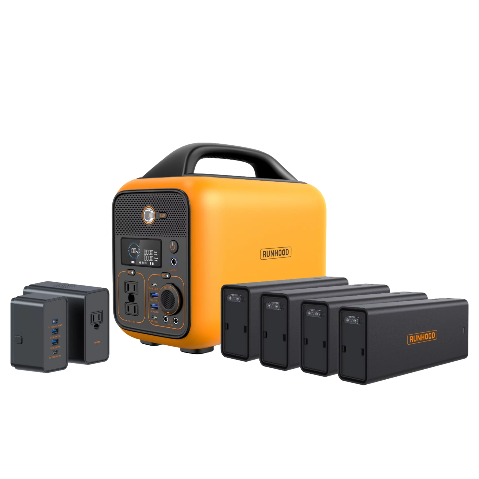 Runhood Portable Power Station Rallye 600 Max, 1296Wh Swappable Lithium Energy Bar Backup Batteries(4*EB324)