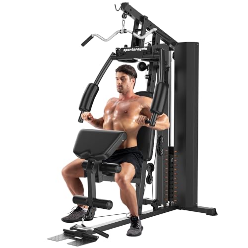 Sportsroyals Home Gym, Workout Equipment, 154LBS Weight Stack, Home Gym Equipment, Exercise Equipment, Multi Home Gym Station
