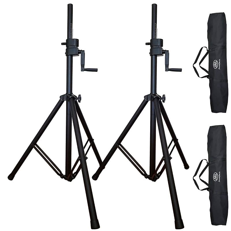 AxcessAbles SMX266 Easy Crank Heavy Duty Tripod Speaker Stands w/ Bags (2 PK)