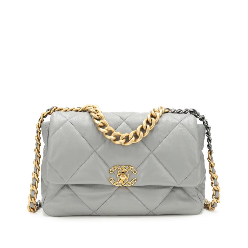 Lambskin Quilted Medium Chanel 19 Flap Dark Grey