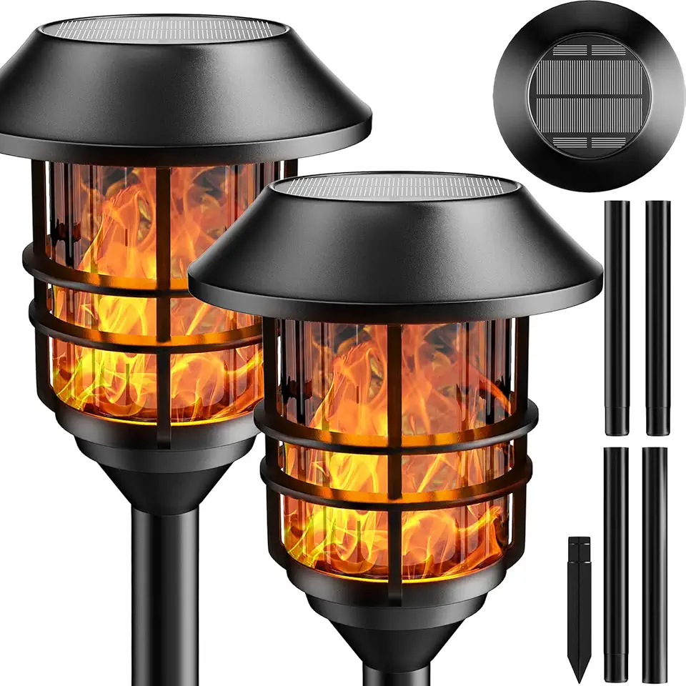 Sponsored Ad - ZOOHAR Solar Pathway Flame Lights - Outdoor Solar LEDs with Metal Construction, Waterproof, Perfect for Gardens, Pathways, Patio