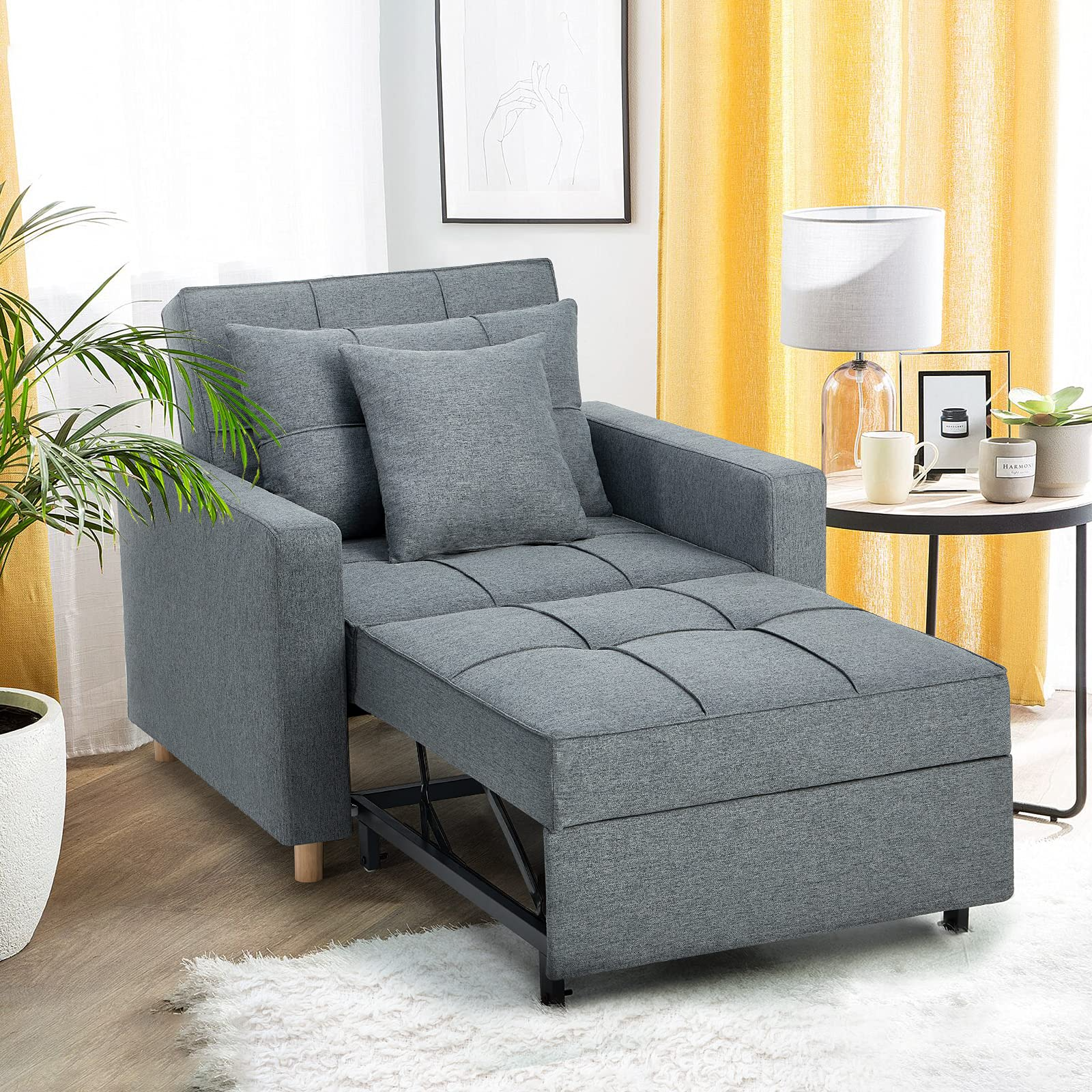 【Furniture】3-in-1 Sofa Bed Chair, Convertible Sleeper Chair Bed, Adjust Backrest Into A Sofa, Lounger Chair