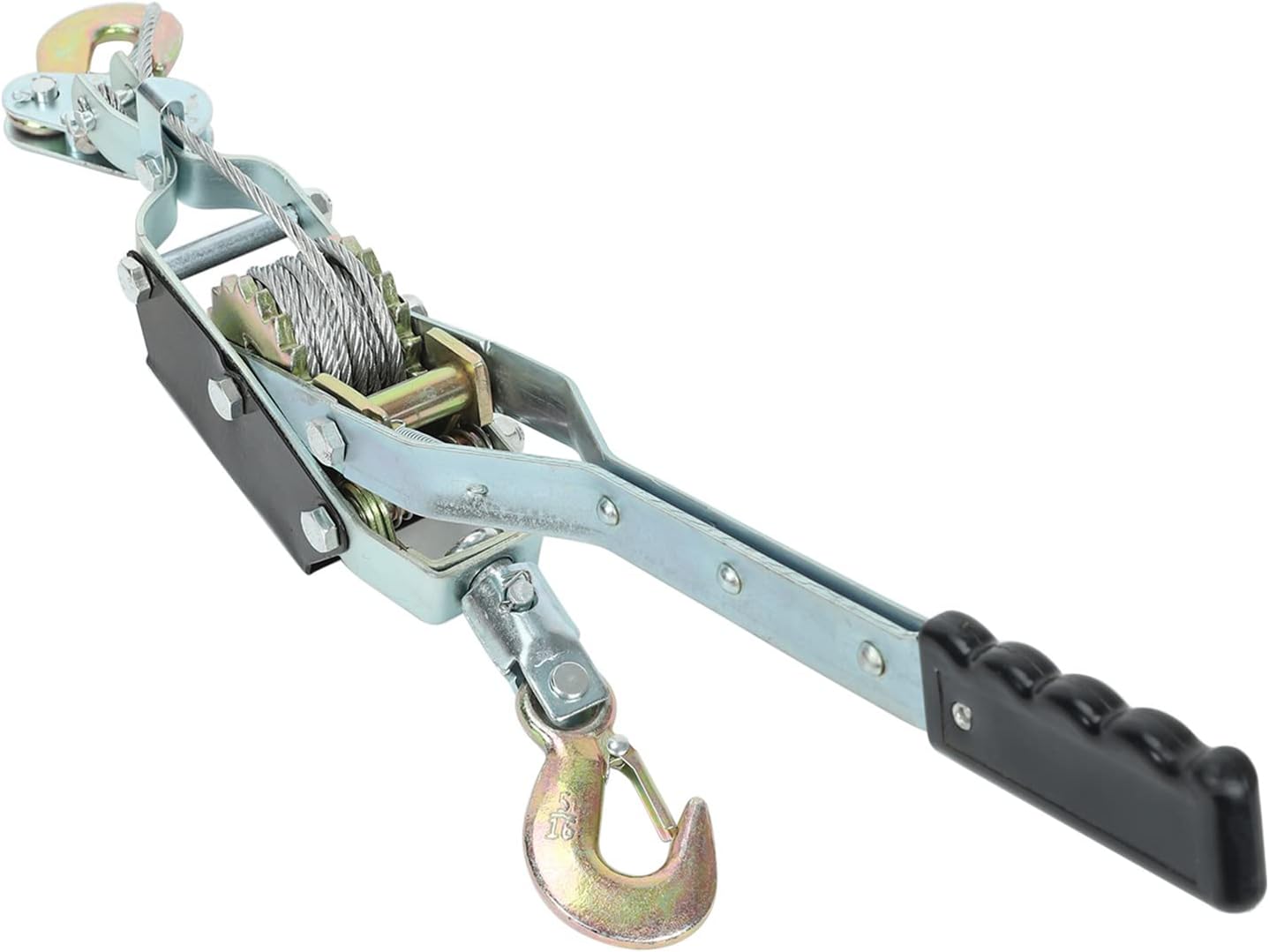 4 Ton Heavy Duty 3 Hook Steel Cable Dual Gear Power Ratchet Come Along Puller Tool，Automotive Hoist Cable Puller