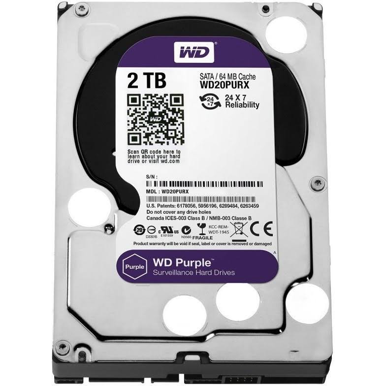 WD Purple 2TB Surveillance Hard Disk Drive -5400 RPM Class SATA 6 Gb/s
