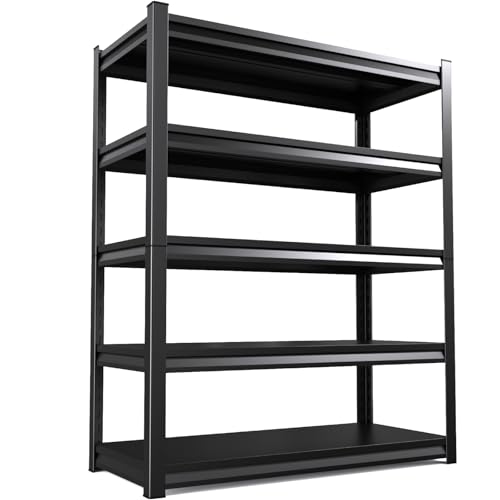 59" W Storage Shelves, 5-Tier Garage Shelving, 3500 lbs Heavy Duty Garage Shelves, Adjustable Shelving Unit|Easy Assembly, for Workshop, Basement