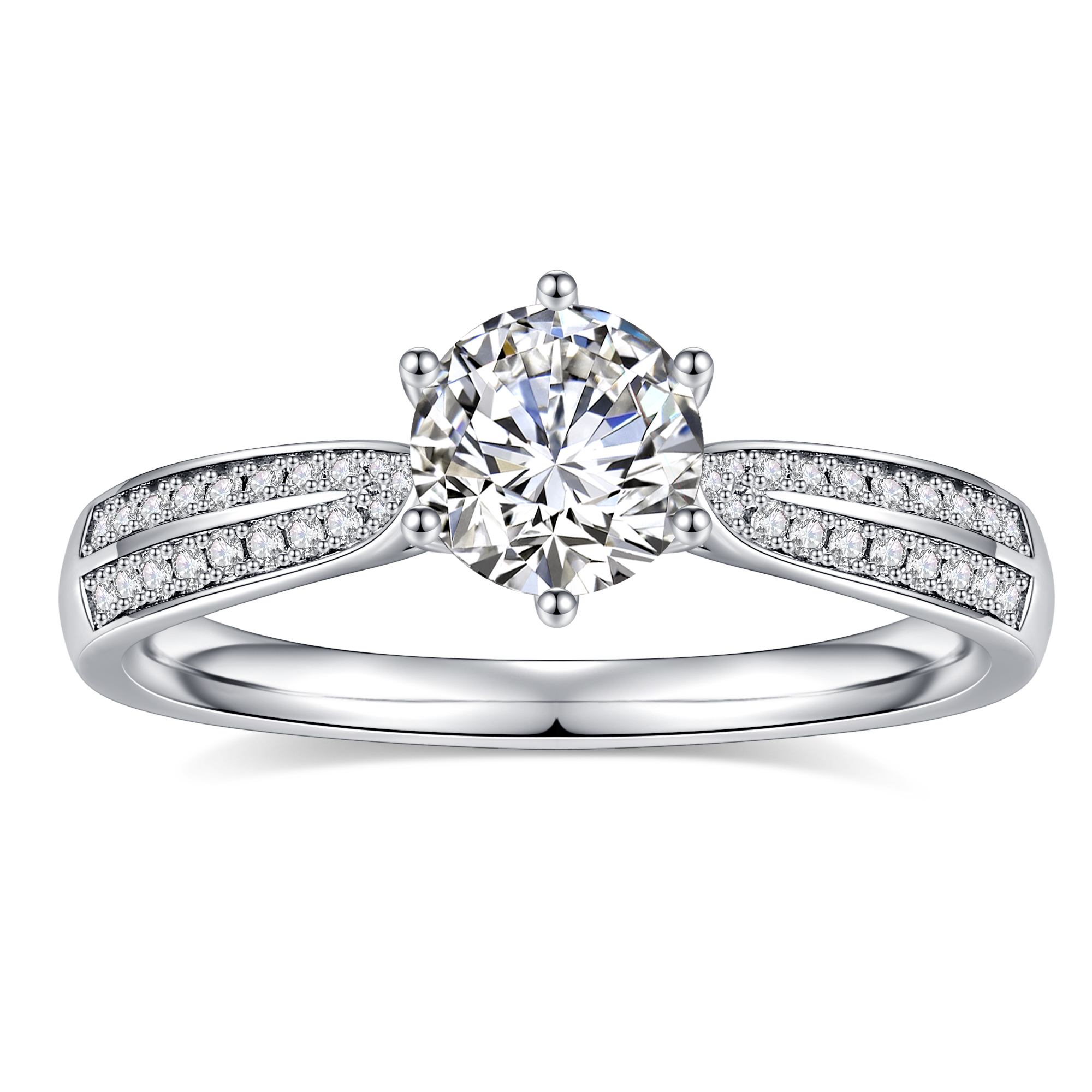 TURANDOSS 1 Carat Moissanite Engagement Ring 925 Sterling Silver Six-Prong Brilliant Round Cut Diamond Wedding Band Promise Rings for Women